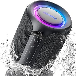 Bluetooth Speaker Wireless, IP67 Waterproof & Dustproof Portable Speaker with Lights, 15W Loud Stereo Sound, 2500mAh Battery All Day Playtime, TWS Pairing, BT5.3, for Home/Party/Outdoor/Beach - Black